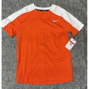 Nike Stock Vapor Select‎ Button Up Jersey Youth Large Orange/White-NWT- (004-9)